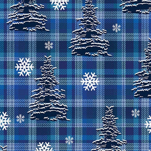 Pine Tree Dark Plaid Blue